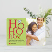 Ho Ho Ho Ring Holiday-fotokaart Feestdagenkaart (Staand voorkant)