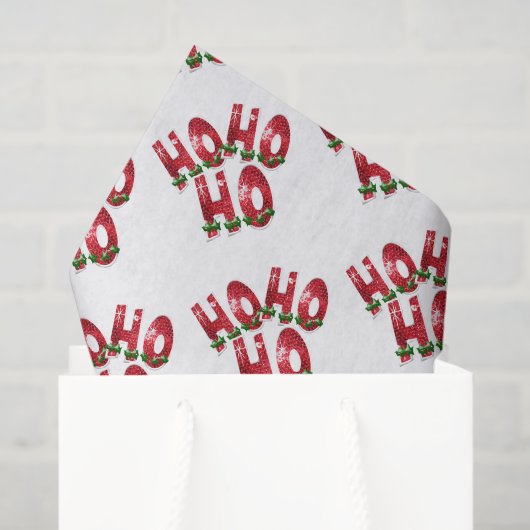 HO, HO, HO! Rode Glitters Kerstmis Tissuepapier (Cadeauzakje)