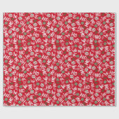 Ho Ho Ho Rode & Groene Kerstballen Cadeaupapier (Vlak)