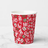 Ho Ho Ho Rode & Groene Kerstballen Rood Papieren Bekers (Links)
