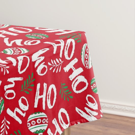 Ho Ho Ho Rode & Groene Kerstballen Rood Tafelkleed (Voorbeeld)