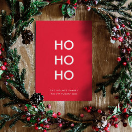 Ho Ho Ho | Rode Kerst Moderne Minimalistische Eenv Feestdagenkaart