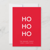 Ho Ho Ho | Rode Kerst Moderne Minimalistische Eenv Feestdagenkaart (Voorkant)