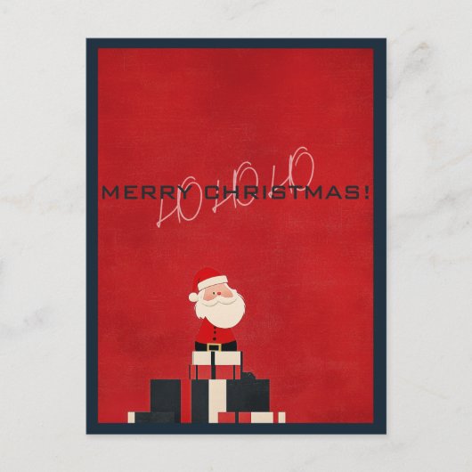 HO HO HO Rode Kerstmis Briefkaart (Voorkant)