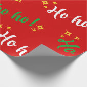 Ho Ho Ho Rood Groen Wit Gele Sterren Cadeaupapier (Hoek)