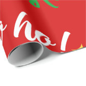 Ho Ho Ho Rood Groen Wit Gele Sterren Cadeaupapier (Rol Hoek)