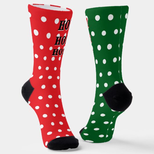 HO HO HO Rood Groen Wit Stippen Sokken (Gebogen)