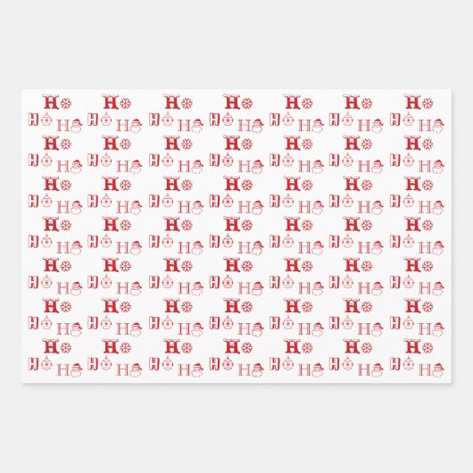 Ho Ho Ho rood groen wit zwart schattig Kerstmis Inpakpapier Vel (Voorkant 2)