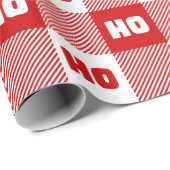Ho Ho Ho Rood & Wit Chic Kerstmis Buffalo Plaid Cadeaupapier (Rol Hoek)