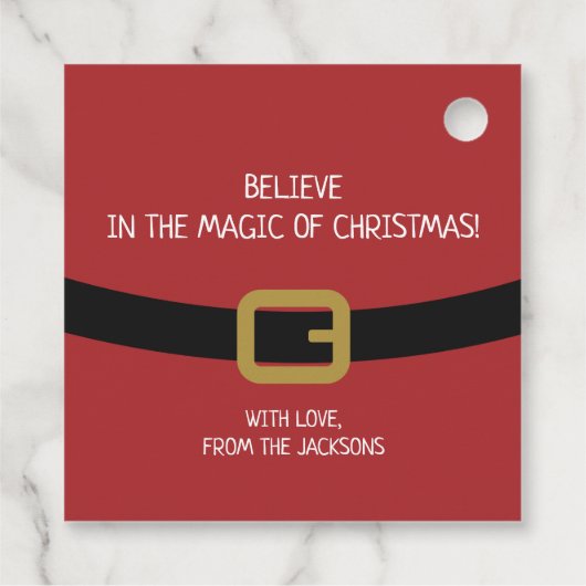 HO HO HO! Roodkerstman met riem en baard Bedankjes Labels (Achterkant)