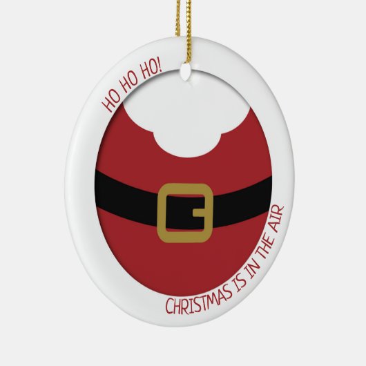 HO HO HO! Roodkerstman met riem en baard Keramisch Ornament (Rechts)