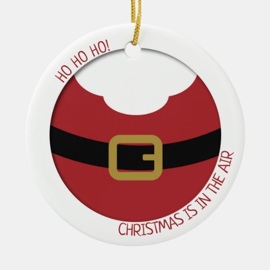 HO HO HO! Roodkerstman met riem en baard Keramisch Ornament (Voorkant)