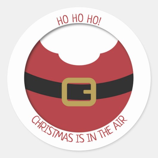 HO HO HO! Roodkerstman met riem en baard Ronde Sticker (Voorkant)