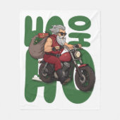 Ho Ho Ho Santa Biker Fleece Deken (Voorkant)