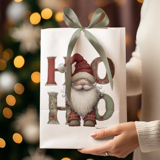 HO HO HO Santa Christmas Gift Bags  Medium Cadeauzakje