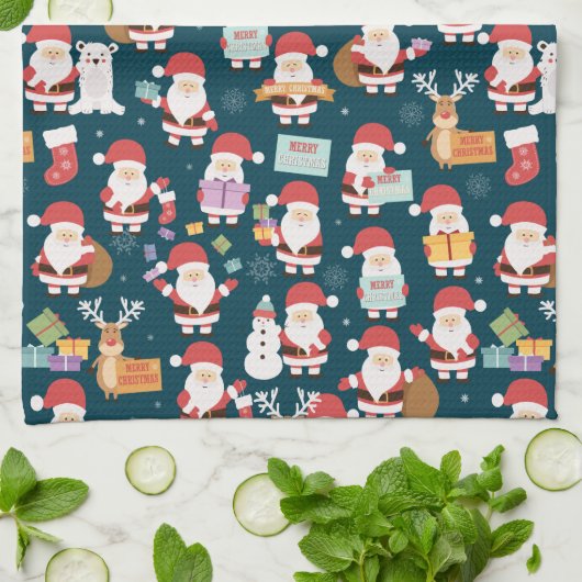 Ho Ho Ho Santa Claus en Friends Kerstfeest Theedoek (Gevouwen)