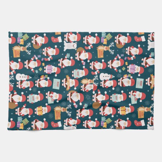 Ho Ho Ho Santa Claus en Friends Kerstfeest Theedoek (Horizontaal)