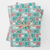 Ho Ho Ho Santa Claus en Friends Pattern Inpakpapier Vel (In situ)