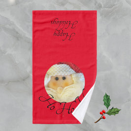 Ho Ho Ho Santa Claus Face Cute Red Kerstmis Handdoek