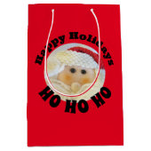Ho Ho Ho Santa Claus Face Cute Red Kerstmis Medium Cadeauzakje (Voorkant)