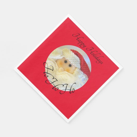 Ho Ho Ho Santa Claus Face Cute Red Kerstmis Servet (Hoek)