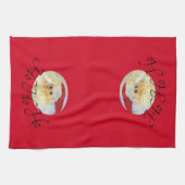 Ho Ho Ho Santa Claus Face Red Kerstmis Theedoek (Horizontaal)