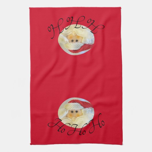 Ho Ho Ho Santa Claus Face Red Kerstmis Theedoek (Verticaal)