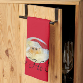 Ho Ho Ho Santa Claus Face Red Kerstmis Theedoek