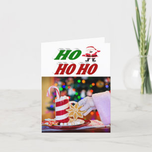 Ho Ho Ho Santa Claus kerstfoto-typografie Feestdagen Kaart