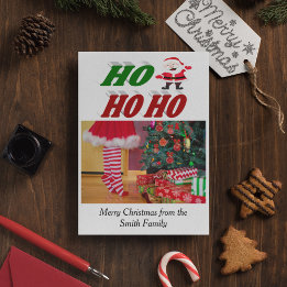 Ho Ho Ho Santa Claus kerstfoto-typografie Feestdagenkaart