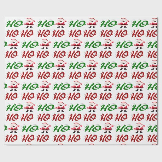 Ho Ho Ho Santa Claus Kerstmis, groen script Cadeaupapier (Vlak)