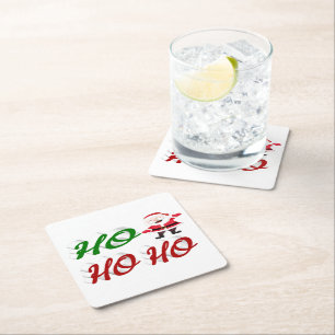 Ho Ho Ho Santa Claus Kerstmis, groen script Kartonnen Onderzetters