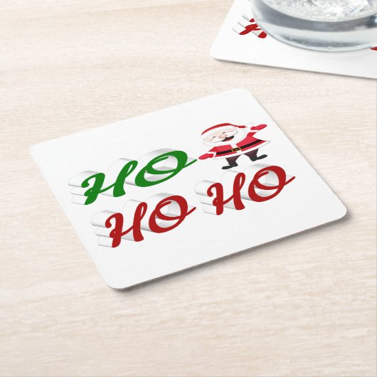 Ho Ho Ho Santa Claus Kerstmis, groen script Kartonnen Onderzetters (Schuin)