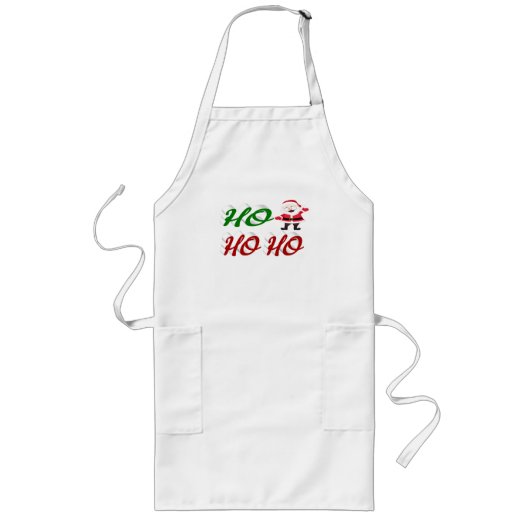 Ho Ho Ho Santa Claus Kerstmis, groen script Lang Schort (Voorkant)