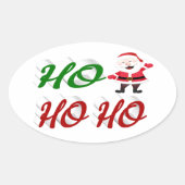 Ho Ho Ho Santa Claus Kerstmis, groen script Ovale Sticker (Voorkant)