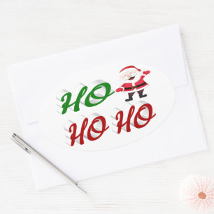 Ho Ho Ho Santa Claus Kerstmis, groen script Ovale Sticker