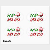 Ho Ho Ho Santa Claus Kerstmis, groen script Ovale Sticker (Vel)