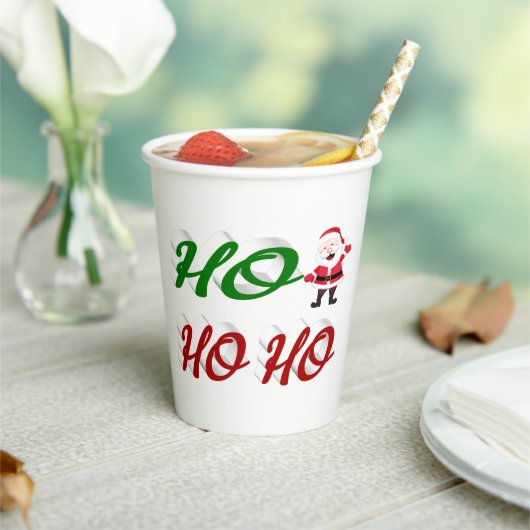 Ho Ho Ho Santa Claus kerstscript Papieren Bekers (Insitu)