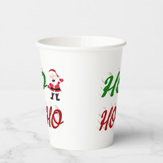 Ho Ho Ho Santa Claus kerstscript Papieren Bekers (Links)