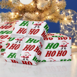 Ho Ho Ho Santa Claus kersttypografie Cadeaupapier