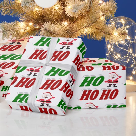 Ho Ho Ho Santa Claus kersttypografie Cadeaupapier (Feestdagen)