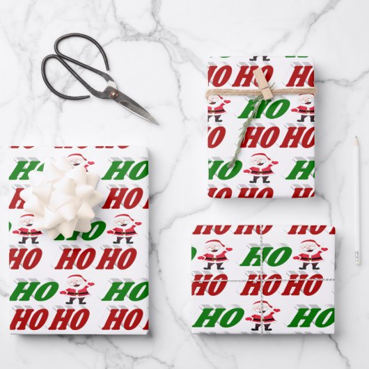 Ho Ho Ho Santa Claus kersttypografie Inpakpapier Vel (Voorkant)