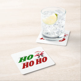 Ho Ho Ho Santa Claus kersttypografie Kartonnen Onderzetters