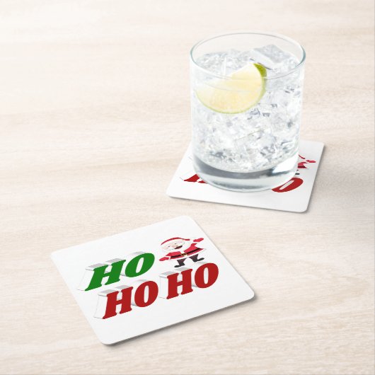 Ho Ho Ho Santa Claus kersttypografie Kartonnen Onderzetters (Insitu)