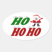 Ho Ho Ho Santa Claus kersttypografie Ovale Sticker (Voorkant)