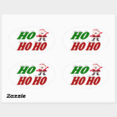 Ho Ho Ho Santa Claus kersttypografie Ovale Sticker (Vel)