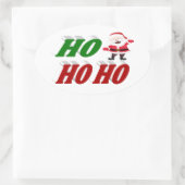 Ho Ho Ho Santa Claus kersttypografie Ovale Sticker (Tas)
