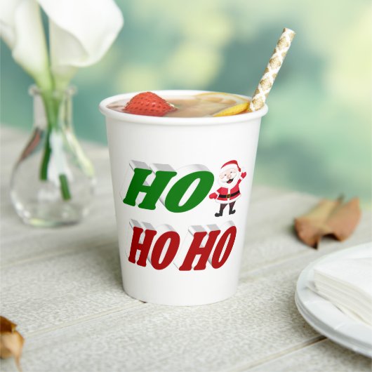 Ho Ho Ho Santa Claus kersttypografie Papieren Bekers (Insitu)