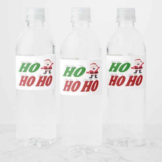 Ho Ho Ho Santa Claus kersttypografie Waterfles Etiket (Flessen)