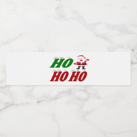 Ho Ho Ho Santa Claus kersttypografie Waterfles Etiket (Enkel label)
